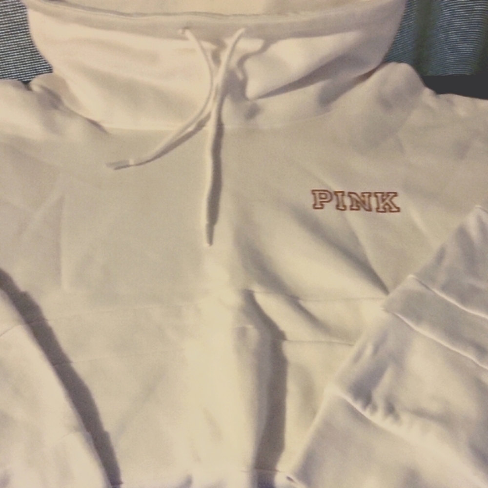 PINK Victoria's Secret White Cowl Neck Crop Sweater